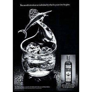 1978 Bushmills Irish Whiskey Fisherman Glass Vintage Print Ad Marlin Sailfish